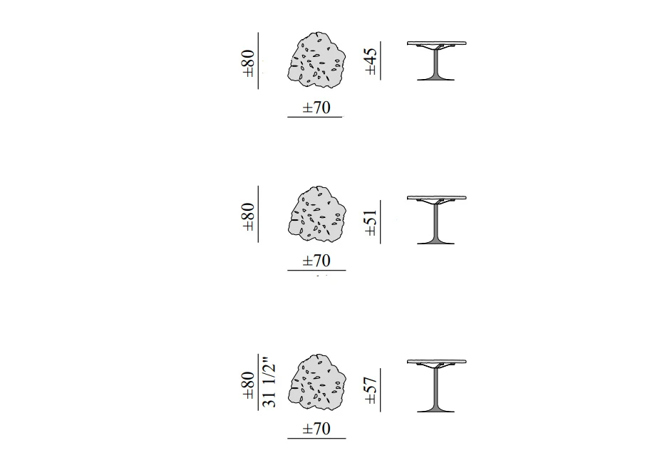Mesa de designer DIAMANTE com base em aço polido e tampo em fios de policarbonato translúcidos, tramados à mão - medidas