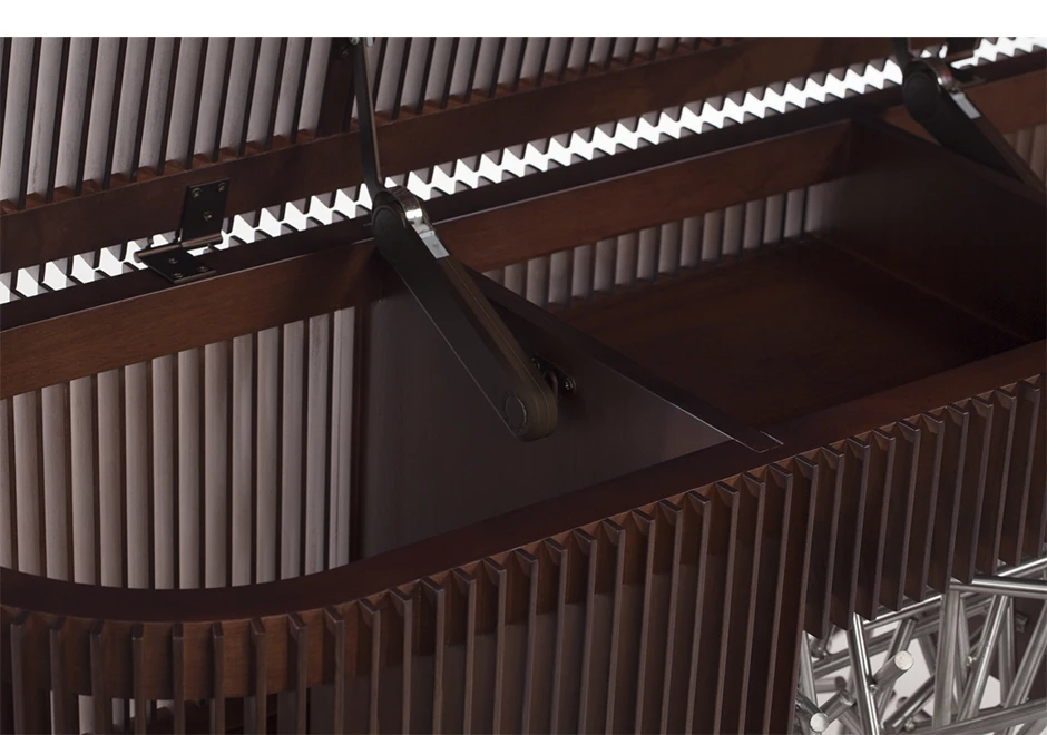 Buffet edição limitada Ripas Inox 140 (Campana) com tampo basculante e ripas de madeira Jequitibá - foto 3