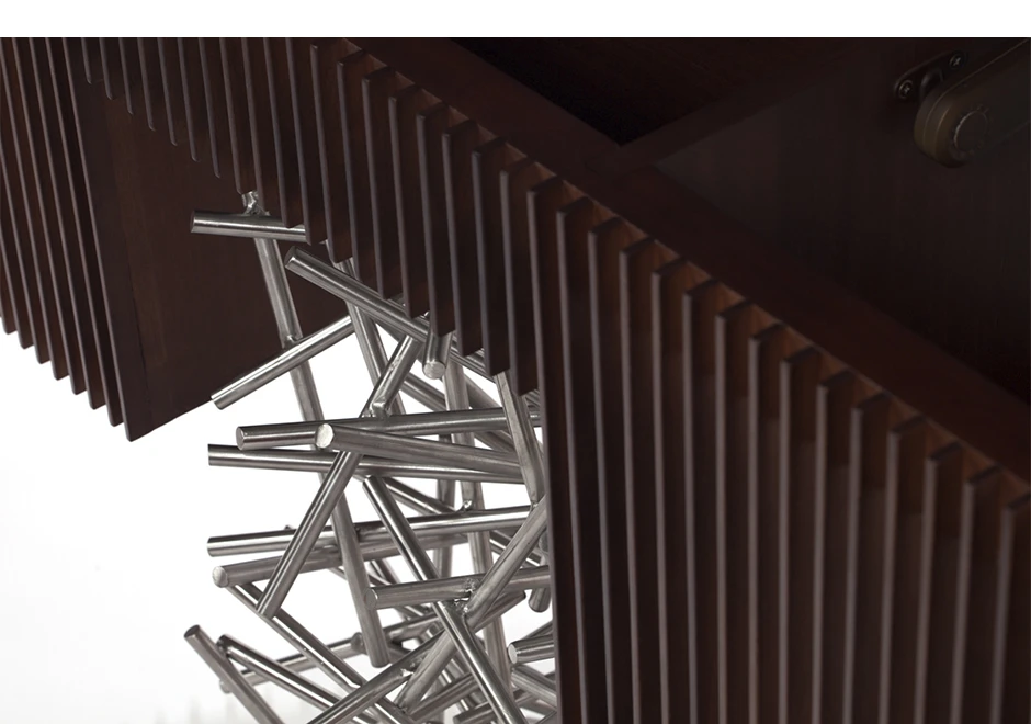 Buffet edição limitada Ripas Inox 140 (Campana) com tampo basculante e ripas de madeira Jequitibá - foto 4