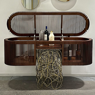 Buffet edição limitada Ripas Dourado (Campana) com ripas de madeira Jequitibá e base de aço retorcido - foto 7