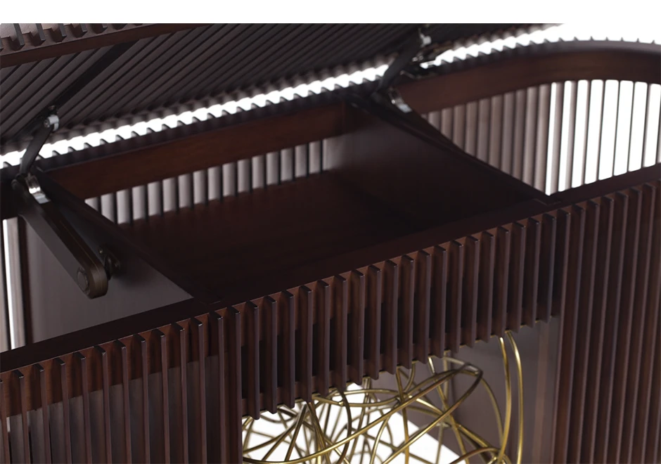 Buffet edição limitada Ripas Dourado (Campana) com ripas de madeira Jequitibá e base de aço retorcido - foto 4