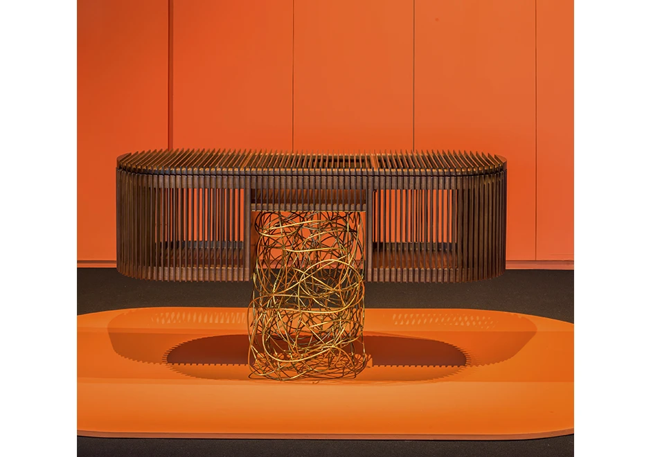 Buffet edição limitada Ripas Dourado (Campana) com ripas de madeira Jequitibá e base de aço retorcido - foto 6