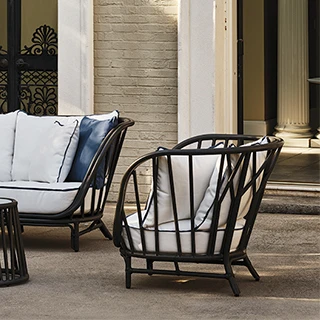 Poltrona externa KYOTO com estrutura de alumínio com pintura especial Januscoat e fibra sintética Janus trançada manualmente - foto 4