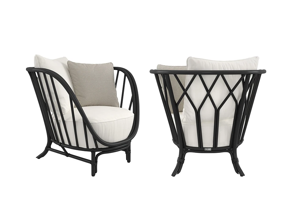 Poltrona externa KYOTO com estrutura de alumínio com pintura especial Januscoat e fibra sintética Janus trançada manualmente - foto 2