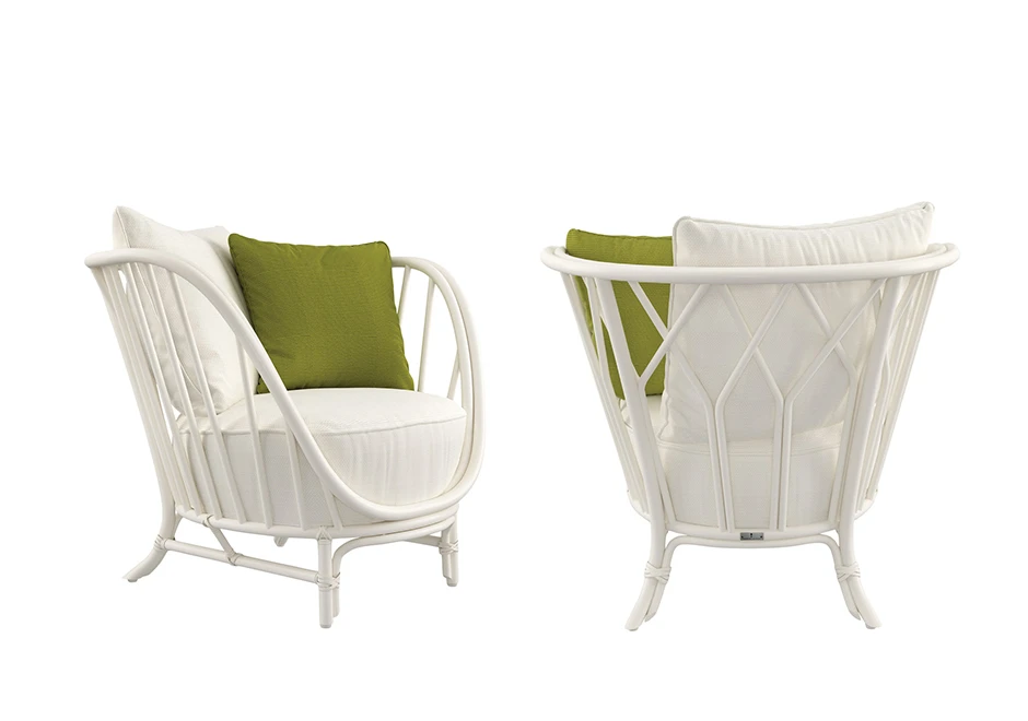 Poltrona externa KYOTO com estrutura de alumínio com pintura especial Januscoat e fibra sintética Janus trançada manualmente - foto 3