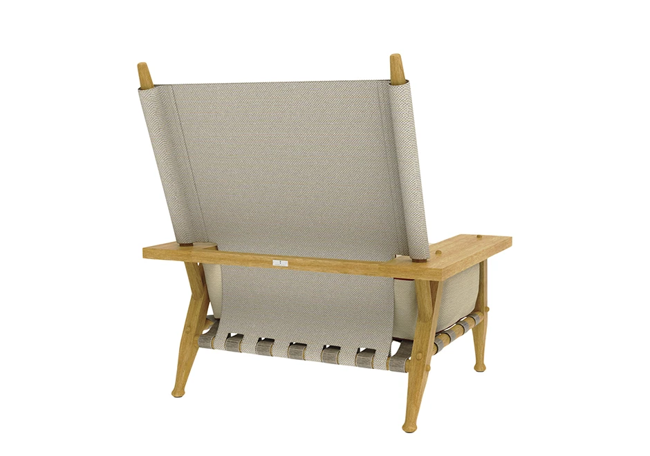 Poltrona externa SERENGETI com estrutura em madeira Teca premium, cintas elásticas e tela de polivinil foto 6