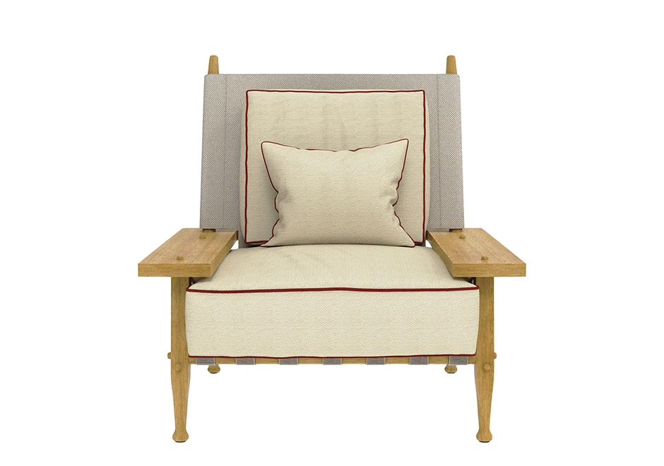 Poltrona externa SERENGETI com estrutura em madeira Teca premium, cintas elásticas e tela de polivinil foto 3