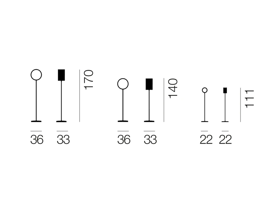 Luminária de chão Lost em plástico ABS pintado, com difusor multi-led. Base em alumínio fundido e a haste de aço pintado - medidas