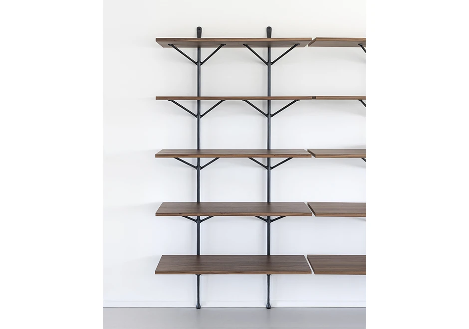 Estante design Officina com prateleiras em MDF folhado Nogueira ou pintado de preto - foto 3