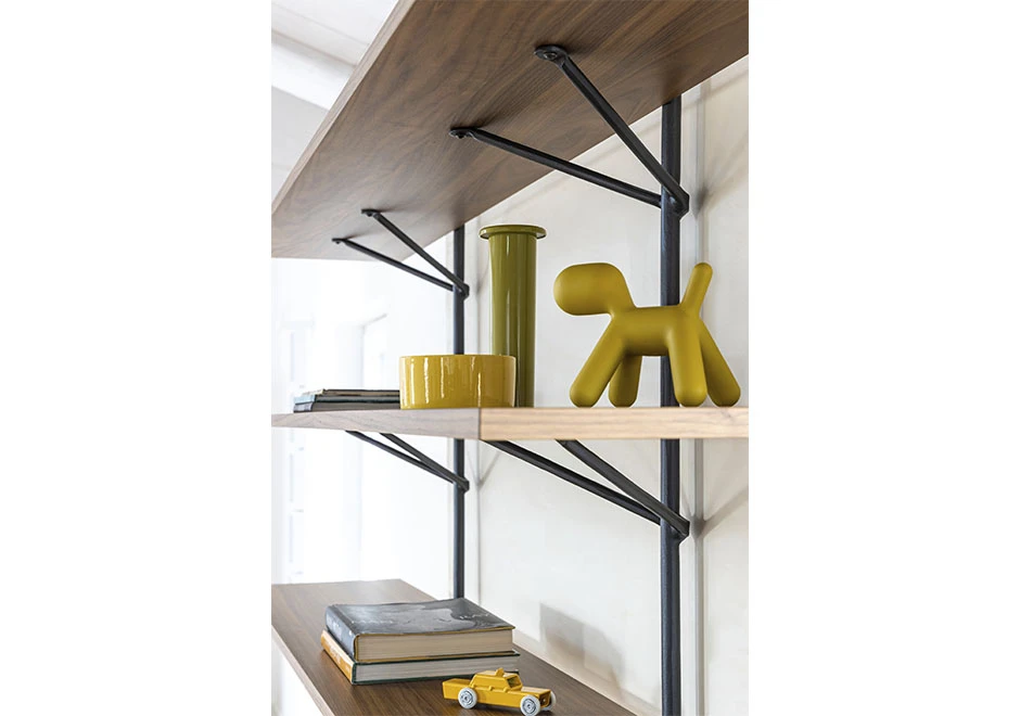 Estante design Officina com prateleiras em MDF folhado Nogueira ou pintado de preto - foto 8