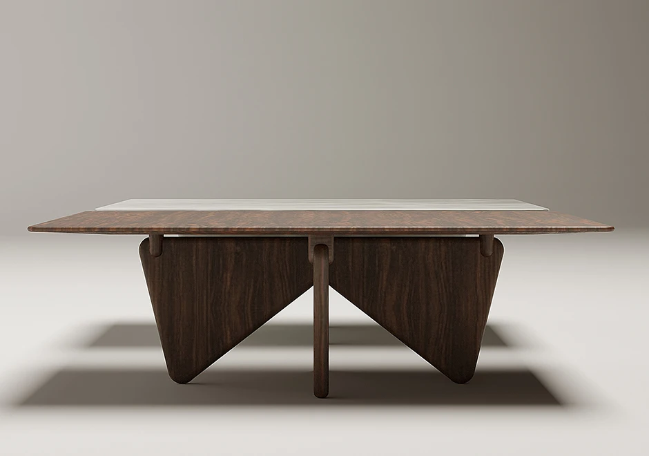 Detalhe lateral do suporte das mesas Lupi Vintage