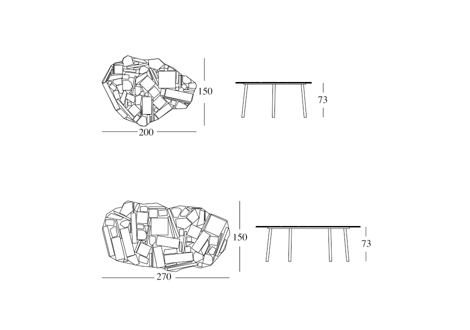 Mesa de jantar Brasília com pés em alumínio polido e tampo com placas de metacrilato - foto 3