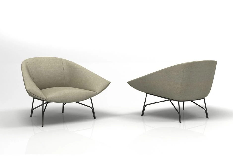 Poltrona design LENNOX com estrutura de metal na cor bronze, revestida em tecido, couro natural ou ecológico - foto 2