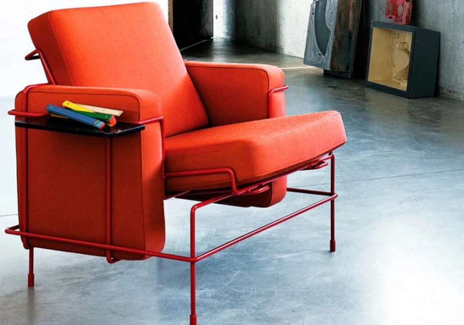 Poltrona design sofá TRAFFIC com estrutura de aço pintado e almofadas em poliuretano expandido com capa removível em tecido ou couro - foto 1