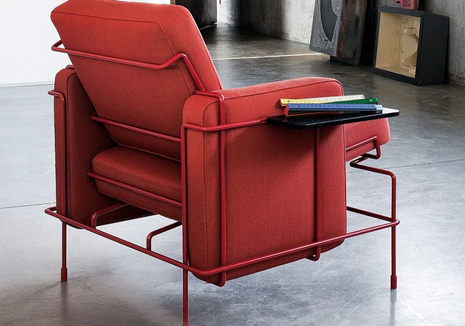 Poltrona design sofá TRAFFIC com estrutura de aço pintado e almofadas em poliuretano expandido com capa removível em tecido ou couro - foto 2