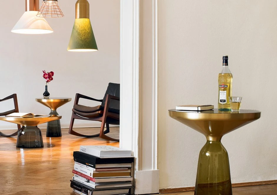 Mesa de apoio BELL em vidro soprado e tampo de metal e vidro - foto 1