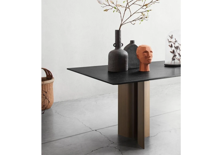 Mesa de jantar Gullwing com estrutura de metal e tampo em madeira, argila, mármore ou cerâmica - foto 4