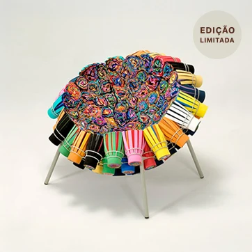 Cadeira edição limitada Sushi IV (Campana) em estrutura de aço inox estofada em sushis