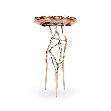 Mesa de apoio ALEXIA BRONZE feita em bronze com design exclusivo de Fernando Akasaka
