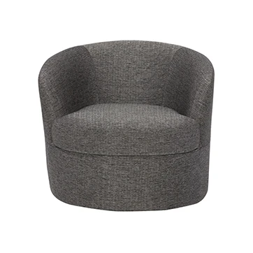 Poltrona giratória Áquila com estrutura de madeira, base giratória e estofado em tecido