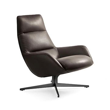 Poltrona design LADY JANE com estrutura de metal e mecanismo que permite a rotação do assento em 360°. Produzida em tecido ou couro