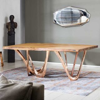 Mesa G-Table com base em aço, alumínio ou bronze e tampo de madeira Kauri pintada de preto, concreto ou pedra - foto 5