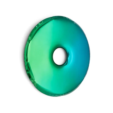 Espelho Rondo em aço inox polido e disponível no tom "natural" e várias cores