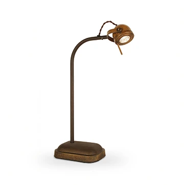 Luminária de mesa Spezia com estrutura de aço e acabamento cobre ou acabamento cinza escuro fosco