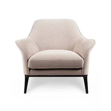 Poltrona alto padrão SIENA com base em madeira, acabamento em pintura laca, laca metalizada e verniz e estofado de tecido