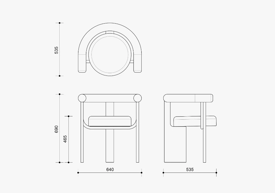 Desenho técnico da cadeira Balance, criada pelo ucraniano Dmytro Kozinenko, para Woo Furniture