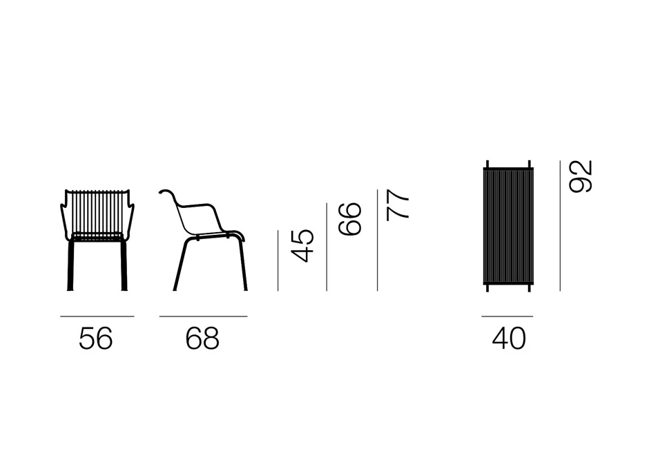 Desenho técnico da cadeira South, da marca Magis Design