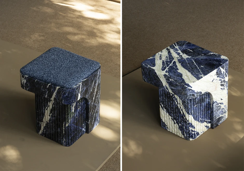 Bancos de pedra Nazca e Scotia,em versão com superfície lisa ou assento texturizado