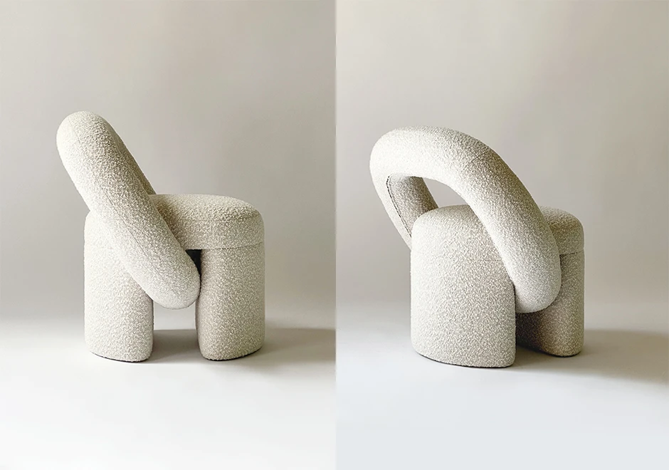 Detalhes da poltrona Play, criada pelo ucraniano Dmytro Kozinenko, para a marca Woo Furniture