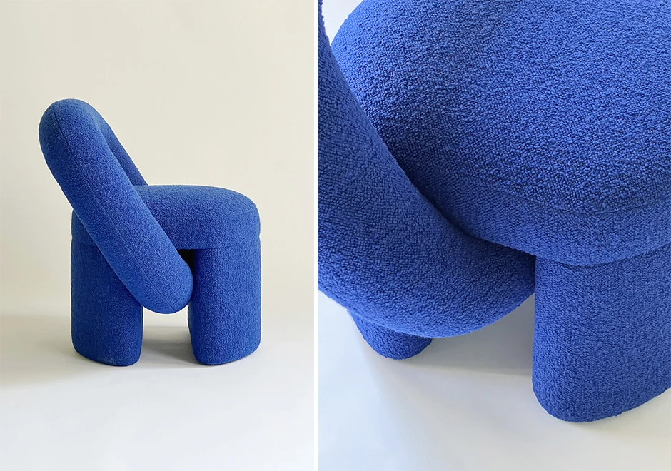 Detalhes da poltrona Play, criada pelo ucraniano Dmytro Kozinenko, para a marca Woo Furniture