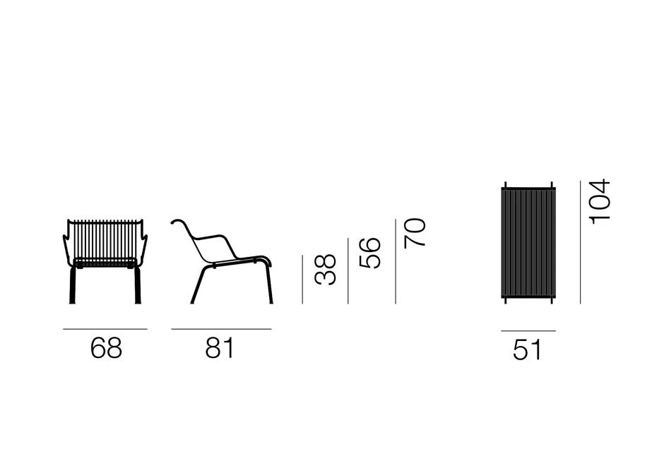 Desenho técnico da poltrona South, por Konstantin Grcic para Magis Design