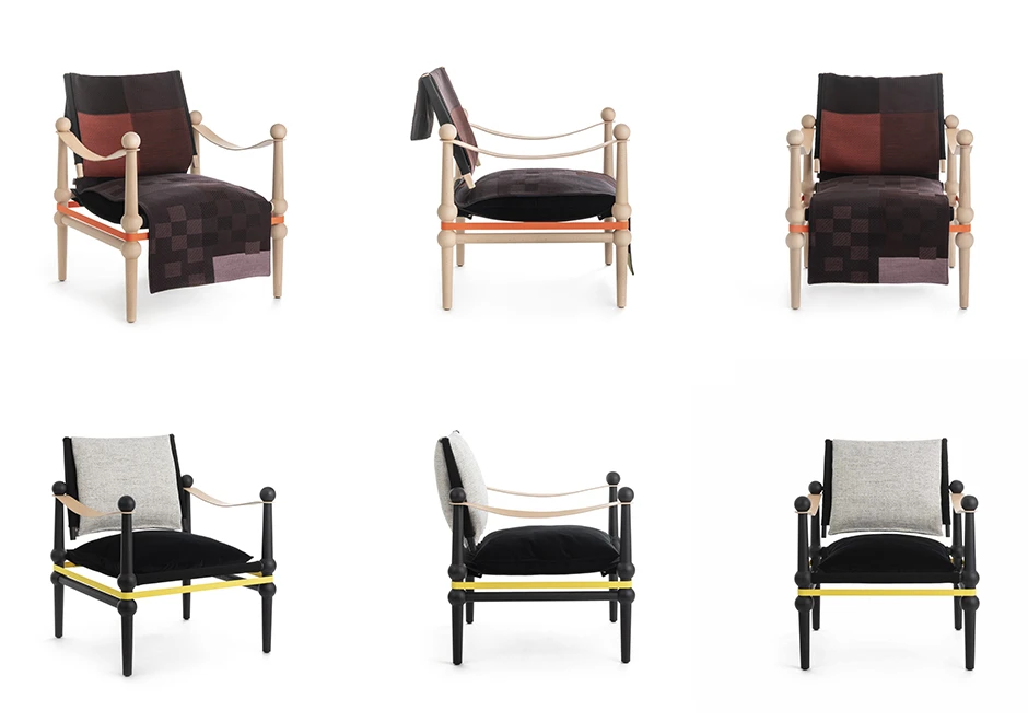 Diversas posições da poltrona Twain, marca Magis Design, designer Konstantin Grcic