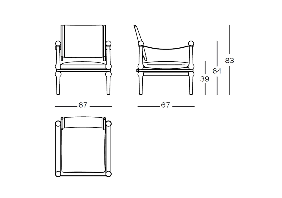 Desenho técnico da poltrona Twain, marca Magis Design, designer Konstantin Grcic