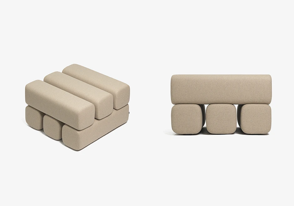 Ângulos do Pufe Drova .6 da marca Woo Furniture