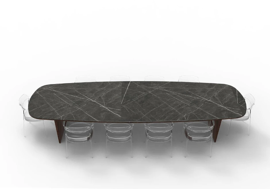 Tampo retangular de mármore da mesa de jantar Blade.