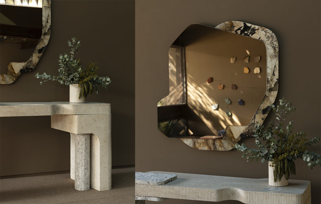 Aparador e espelho da coleção Tektônika da Suite Arquitetos, na Firma Casa.