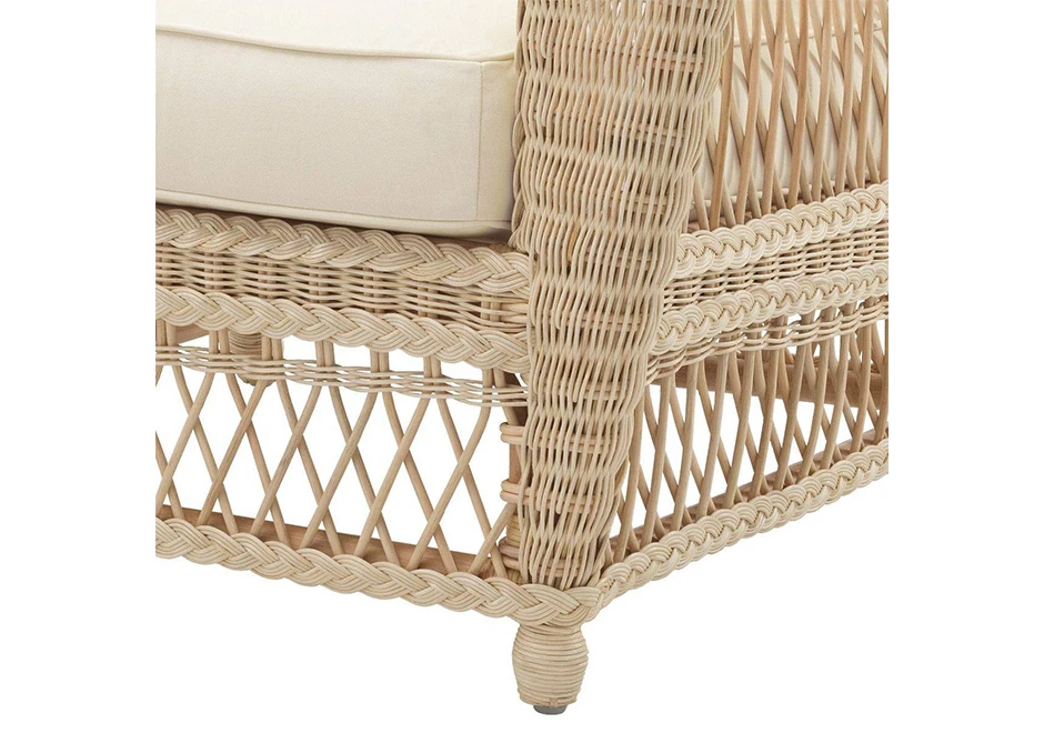 Detalhe do rattan da poltrona Barbados.