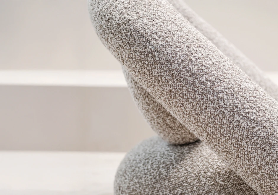 Detalhe do tecido da poltrona Bun, Woo Furniture.