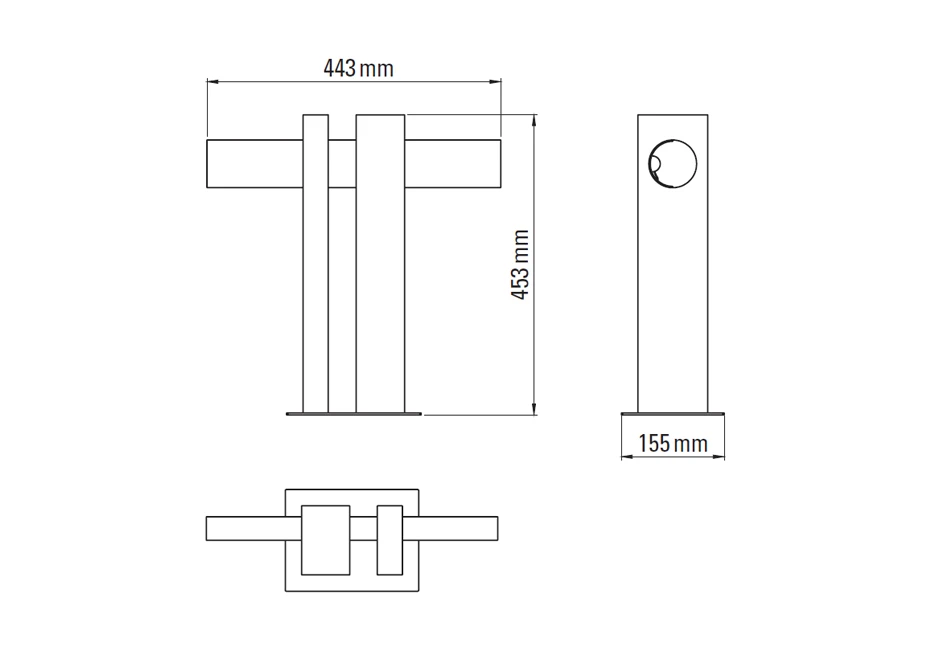 Desenho técnico da luminária de mesa PI.