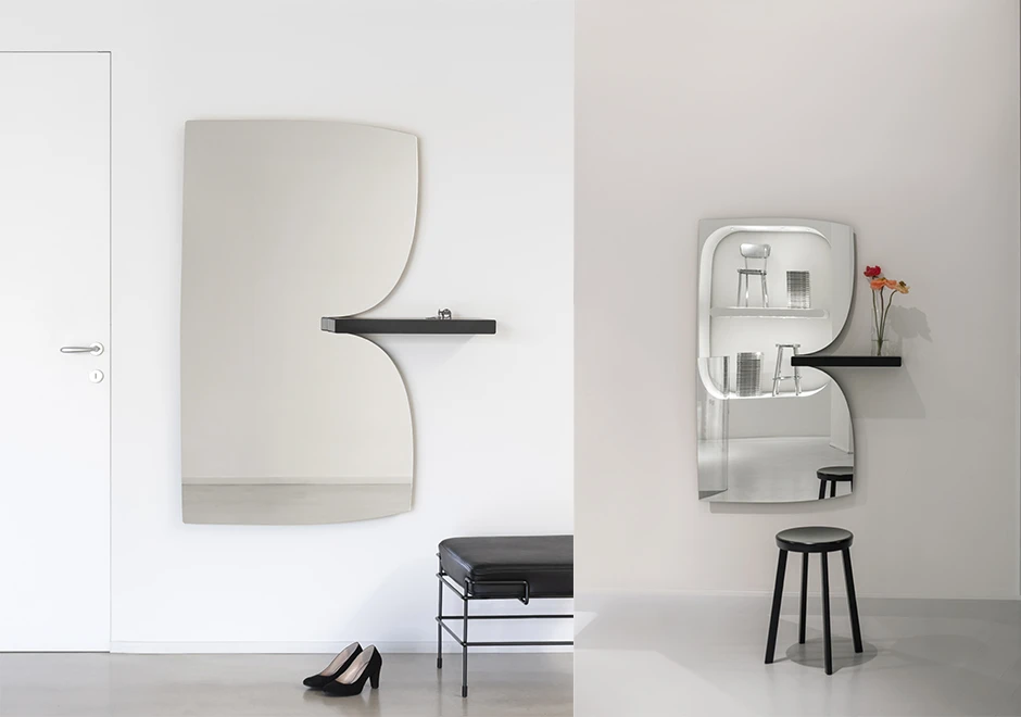 Espelho Morphed com 1 prateleira e detalhe