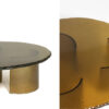 Detalhes da mesa e centro Phases Glassy, da designer Simone Coste, na cor âmbar.