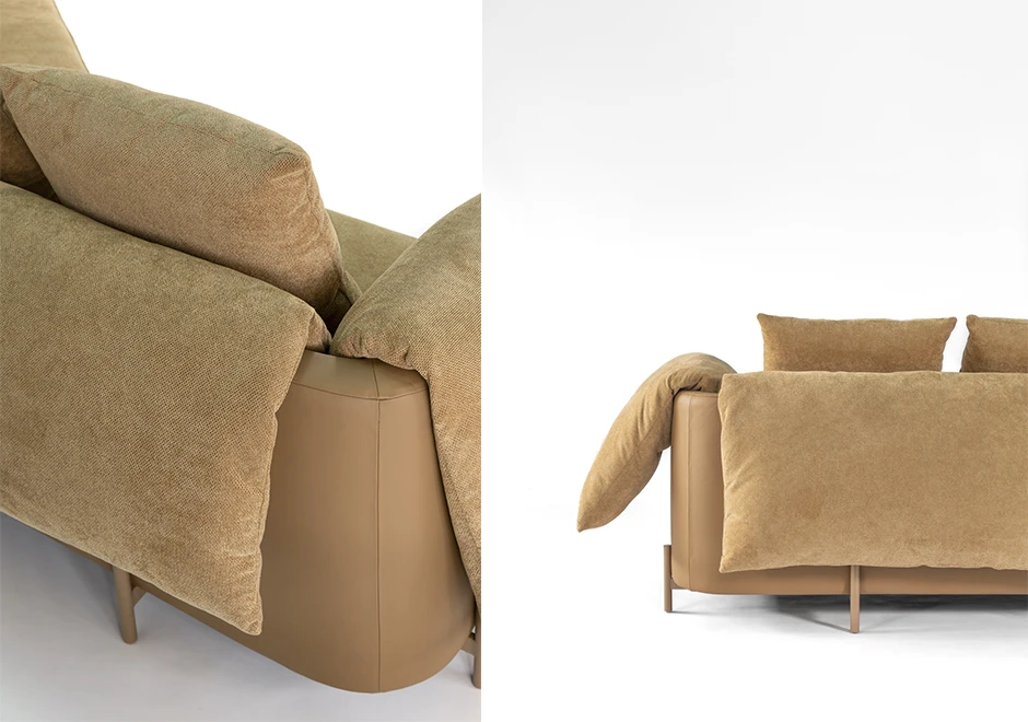 detalhes das costas do sofá catarina